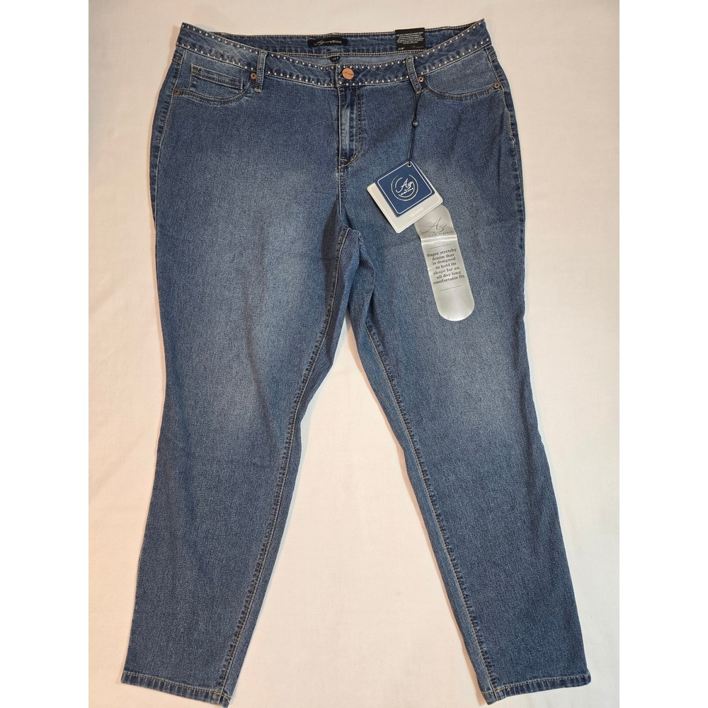 A3 Denim Skinny‎ Jeans Women's Size 20W Embellished Waist Blue Stretch New